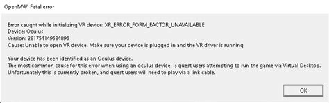 Xr_error_form_factor_unavailable com